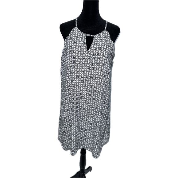 Lily Rose Women's Sleeveless Navy White Tunic Dress Large Geometric - Picture 1 of 6